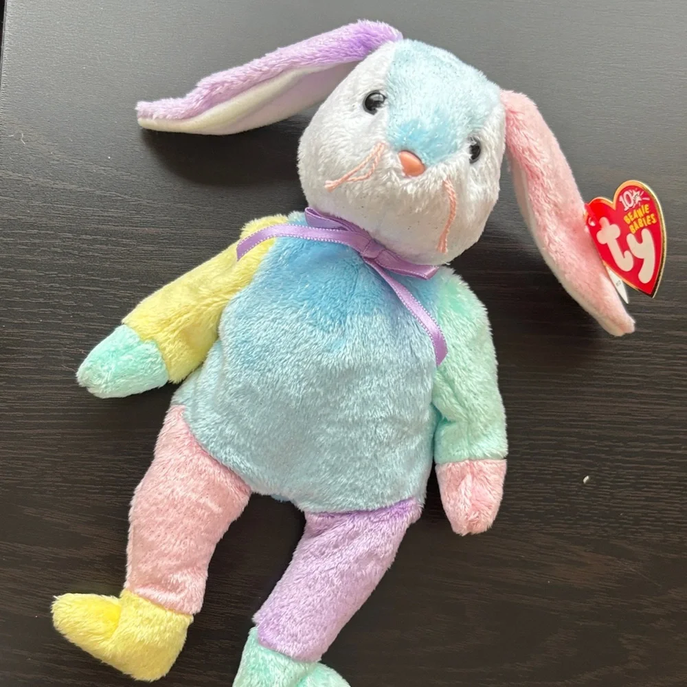 Ty Beanie Babies DIPPY Pastel Rainbow Bunny Plush